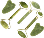 Jovyx Jade Roller – Gezichtsmassager set met jade rollers en guasha-tools voor huidverzorging.