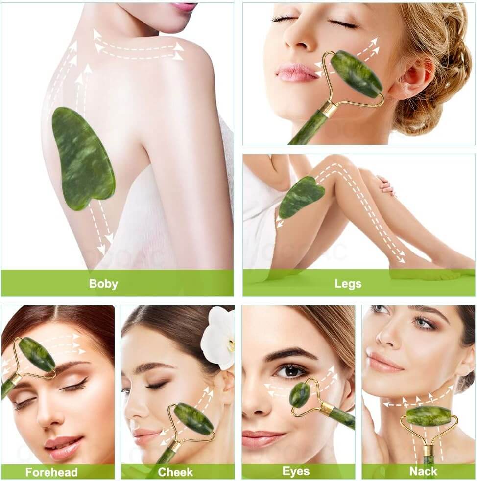 Jovyx Jade Roller – Gezichtsmassager gebruikt voor gezichtsmassage op voorhoofd, wangen en hals.