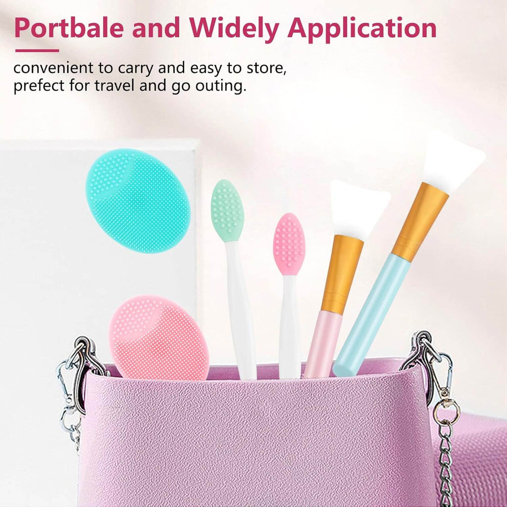 Jovyx Silicone Face Brush – Exfoliërende Reiniging assortment in a storage bag, perfect for travel and convenience.